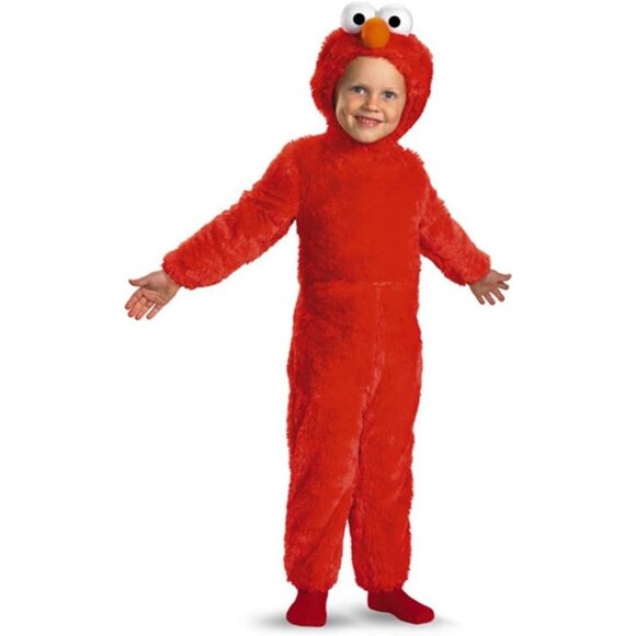 Elmo Sesame Street Costume Halloween Kids Red Monster Toddler Furry Hood 4-6 - Picture 2 of 4